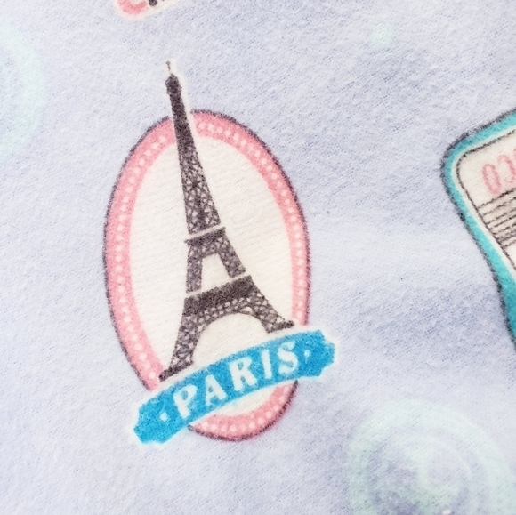 P.j. Salvage Blue Flannel Pajama Set Paris design Size Small - Picture 4 of 10